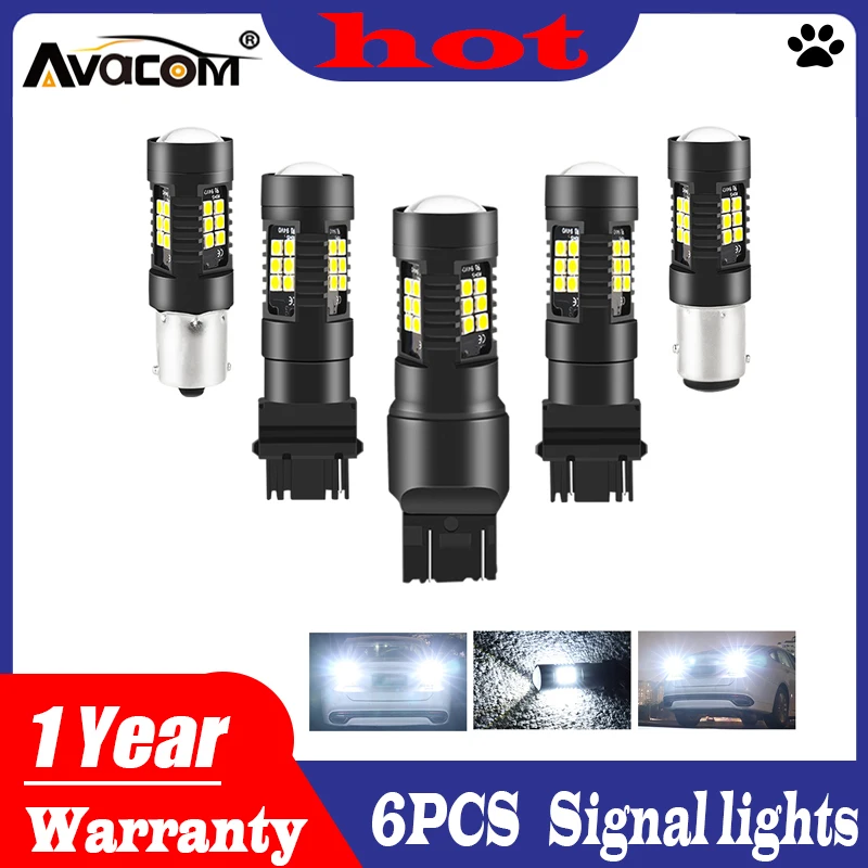 

Avacom 6Pcs Car Light 1156 LED BA15S P21W LED BAU15S PY21W BAY15D 1157 P21/5W R5W 21 SMD 3030 Auto Lamp Bulbs LED 12V - 24V