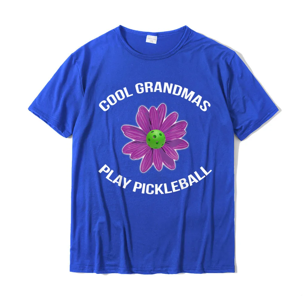 Simple Style Top T-shirts Funny O-Neck Normal Pure Cotton Men Tops Tees Casual Short Sleeve T Shirts Wholesale Funny Pickleball Shirt - Cool Grandmas Play Pickleball Tee__18259 blue