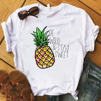 

2020 New pineapple fruits Clothing T-shirt Fashion Women casual Tee Top Graphic T Shirt Female Kawaii Camisas Mujer Clothes
