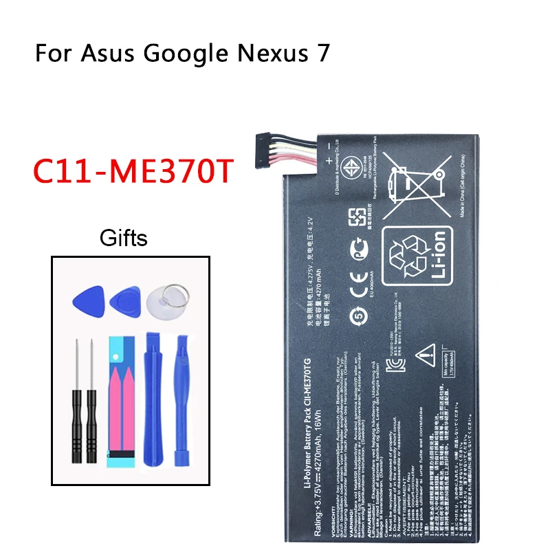 

For ASUS C11-ME370T Battery For ASUS ME370T ME3PNJ3 GOOGLE NEXUS 7 Table PC Laptop Battery Wifi + 3G Version 4325mAh +free Cable