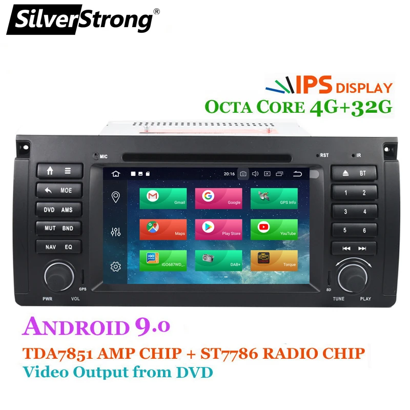 SilverStrong Android9.0 один Din IPS 7 дюймов Автомобильный DVD для BMW E53 E39 X5 с 4G RAM 32G ROM GPS радио