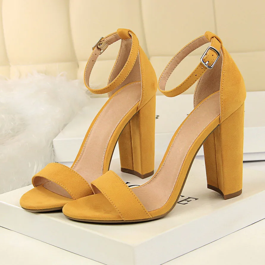 Г. Летние модные классические женские босоножки на высоком каблуке 9,5 см женские туфли-лодочки на квадратном каблуке желтого и бордового цвета женские ботинки с массивным каблуком и ремешками