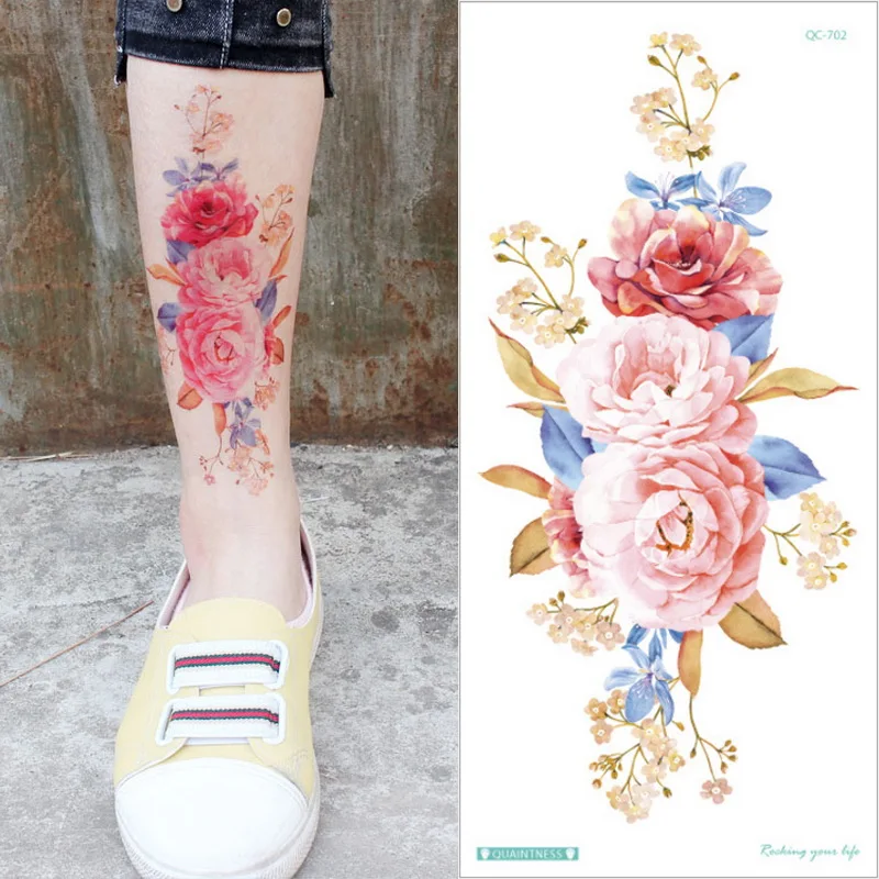 Rose Flowers Waterproof Temporary Tattoo Sticker Body Art 