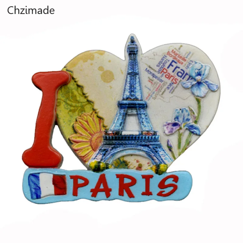 Lychee Life Creative 3D Metal Magnet France Towel Fridge Sticker Resin Sticker Paris Tourist Souvenir Home Decoration