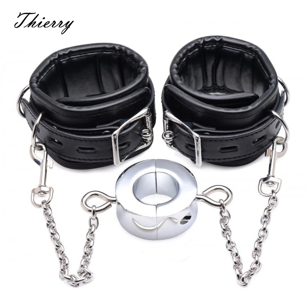 Thierry Metal Penis SM Ring with Handcuffs Delay Ejaculation Traning