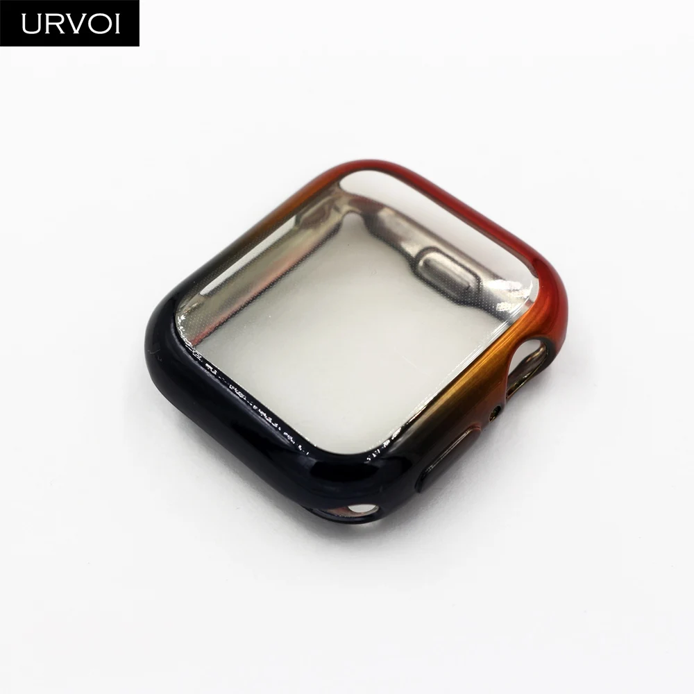 Black to Red URVOI полное покрытие для Apple Watch series 5 4 3 2 градиентные цвета TPU мягкий чехол с рамкой с передней пленкой для iWatch защита экрана - Цвет: Black to Red