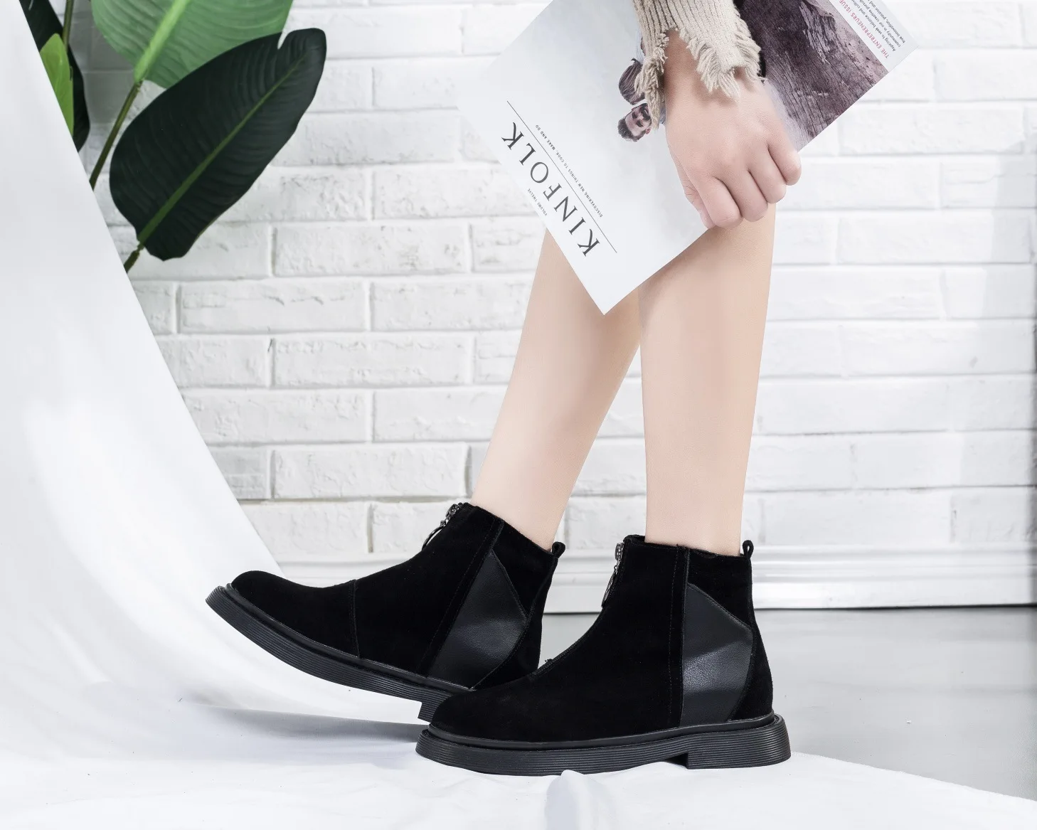 

Martin Boots 2019 Autumn & Winter New Style Genuine Leather Martin Boots Women's Small Short Boots British Style Flat Versatile