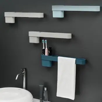 

Tower Toothbrush Holder No-drilling Hanger Delicate Bathroom Accessories Rail Bar Rack Home Furnishing Essential Supplies
