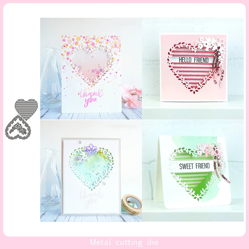 

2pcs Heart-shaped lace Metal Cutting Dies for DIY Scrapbooking Photo Album Decorative Embossing Paper Card Crafts Die Cut 2019