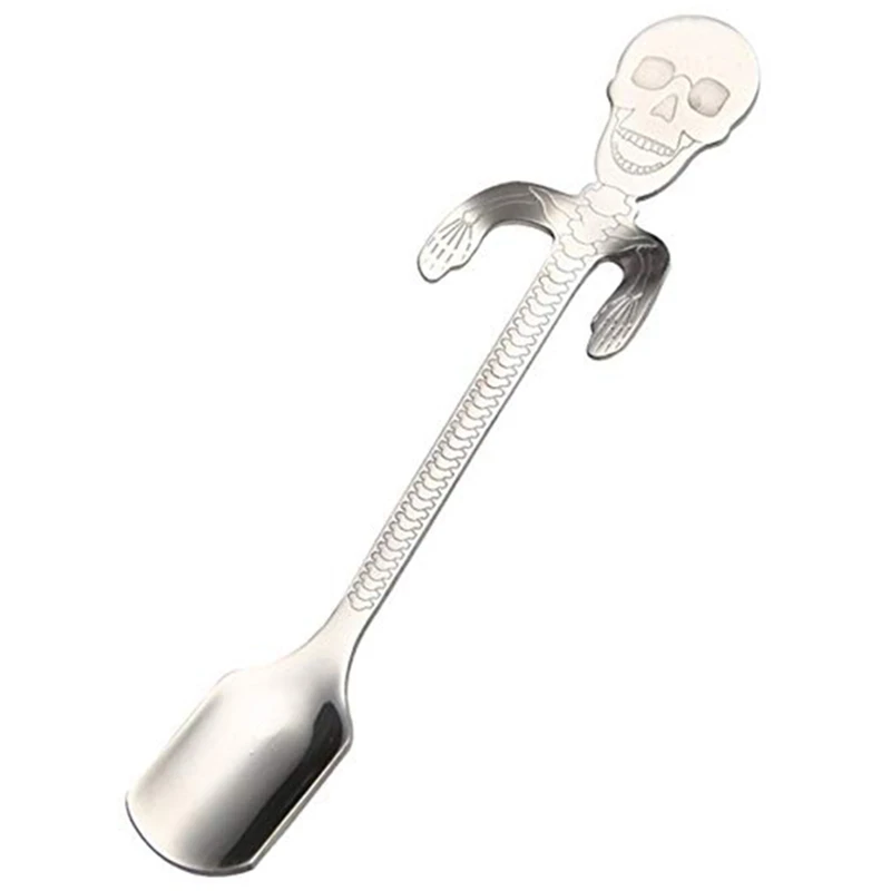 

4pcs Creative Hanging Cup Cartoon Spoon Skull Handle Coffee Spoon Cream Spoon
