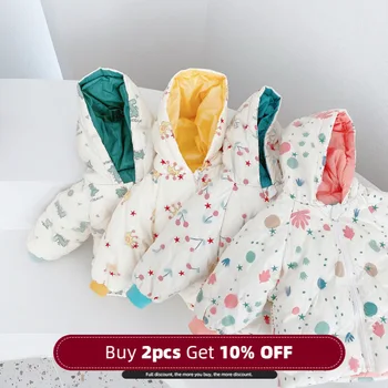 

Menoea 2-6 Years Baby Girls Pattern Print Down Parkas 2020 Kids Winter Fashion Outerwear Toddler Baby Hooded Outfits Sweet Coats