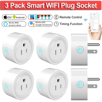 

Remote Control WiFi Outlet Mini Plug Smart Plug Works With Amazon Alexa Google Home IFTTT Wireless Smart Socket Timer Plug D30