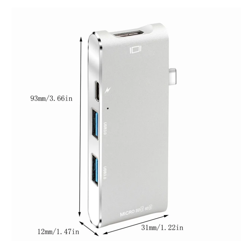 YC204 алюминиевый сплав type-C концентратор USB 3,0 type-C 4K видео HD выход TF кардридер usb-c концентратор адаптер для Apple MacBook