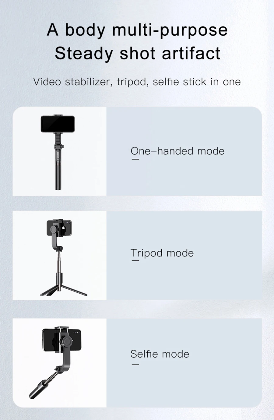 Handheld Gimbal Stabilizer 3 in 1 Selfie Stick Phone For iPhone 11 pro Max 7 8 Plus X XS MAX For Samsung Galaxy Action-3