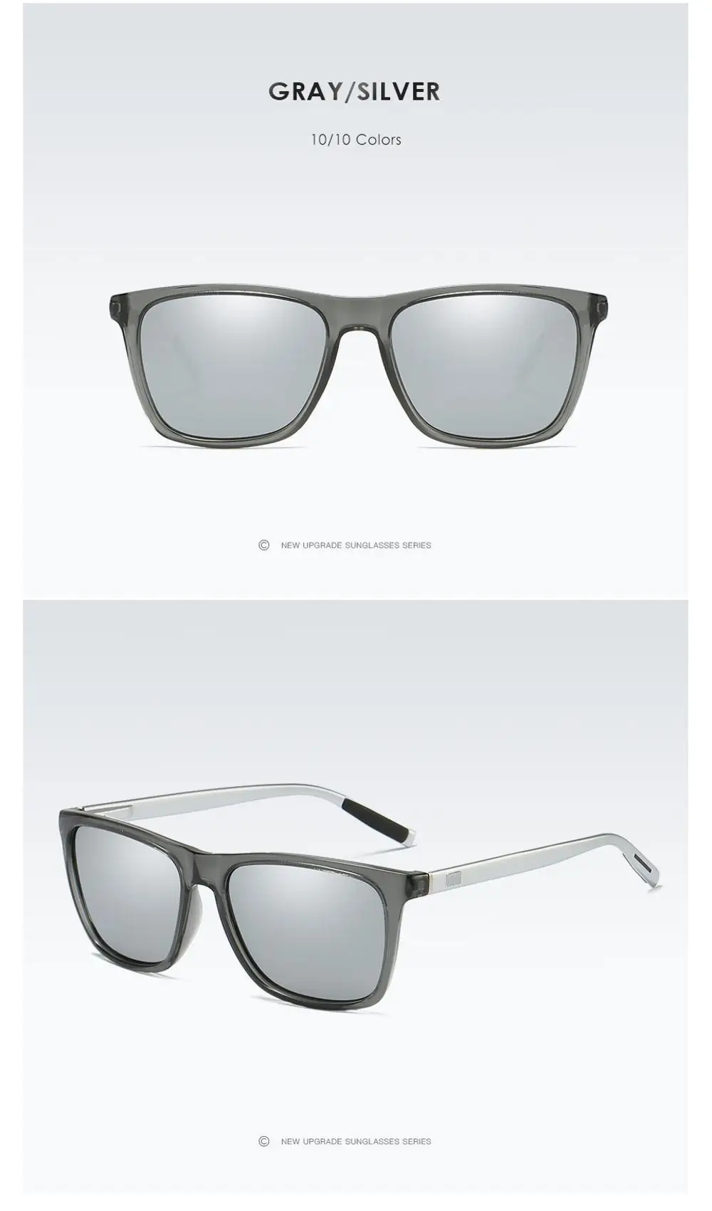 Новинка, мужские и женские поляризованные солнцезащитные очки, цветные солнцезащитные очки, модные A387T, алюминиевый магний, весенние дужки - Название цвета: Серый