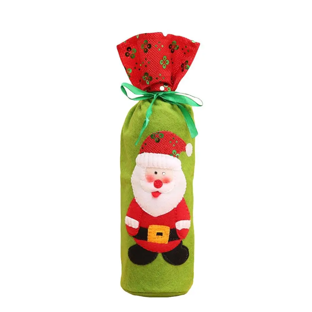 Крышка для бутылки с красным вином сумки украшения дома вечерние Санта снеговик вышивка декор для обеденного стола веселая Рождественская упаковка
