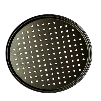 

10 Inch Personal Perforated Pizza Pans black Carbon Steel with Nonstick Coating Easy to Clean Pizza Baking Tray
