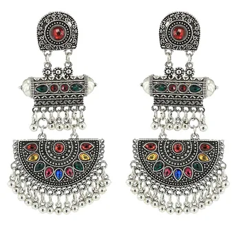 

Bollywood Jewellery Indian Jhumka Jhumki Earrings for Women Ethnic Bridal Wedding Gold Plated Kundan Long Tassel Drop Earring