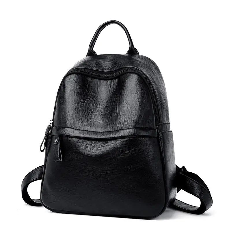 Real Leather Women Backpacks High Quality Solid Backpack Sac A Dos Femme Vintage Bagpack Ladies Travel Bag Mochilas School Bags