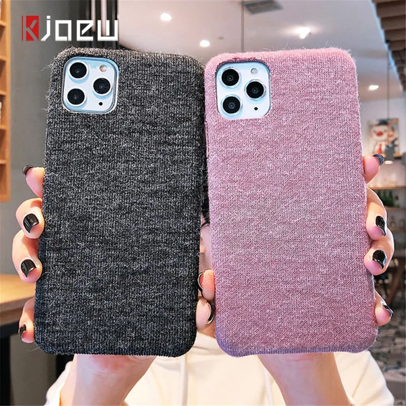 Чехол для телефона KJOEW iPhone 11 Pro Max X XS XR Xs тканевая текстура сплошной цвет мягкая