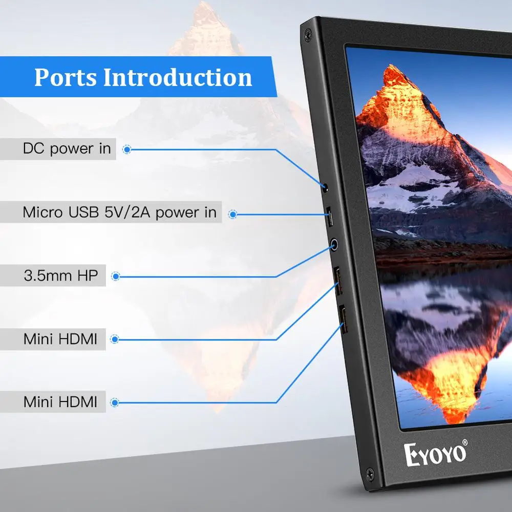 Eyoyo EM13 13 3 IPS FHD 1920x1080 Portable Gaming Monitor Display 72 NTSC LCD Screen With 2