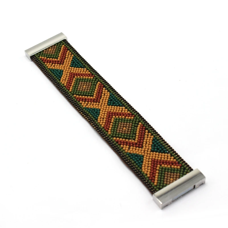 Этнические маленькие бусины геометрические узоры браслеты из бусин для женщин ювелирные изделия кожаный магнитный браслет с пряжкой - Окраска металла: 8