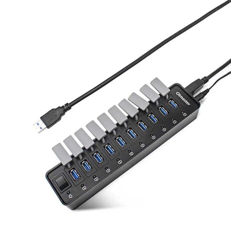 Usb-коммутатор USB3.0 10 концентратор порт с зарядкой питания и несколько разделители USB для адаптер для ноутбука планшет ПК телефон USB Hubs-L909