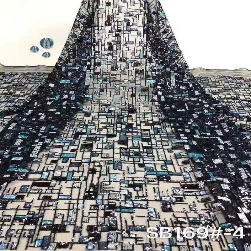 

NEW High Quality 2019 Tulle sequins Beaded French Nigerian Lace Fabrics Pearls Embroidered Guipure African 3d Lace Fabric gold