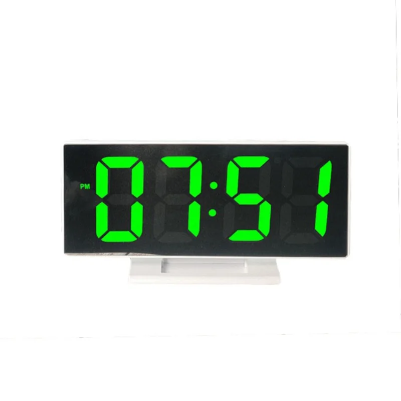 Настольный USB кабель часы цифровой светодиодный Будильник с зеркалом Многофункциональный Повтор дисплей время ночной светодиодная подсветка