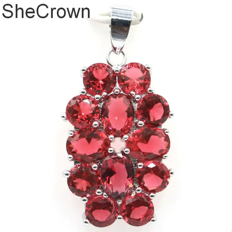 39x20mm Pretty Pink Raspberry Rhodolite Garnet Ladies Party Silver Pendant