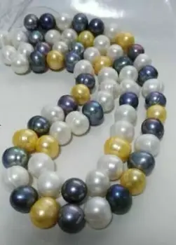

gorgeous 10-11mm south sea baroque multicolor pearl necklace 38inch 50"