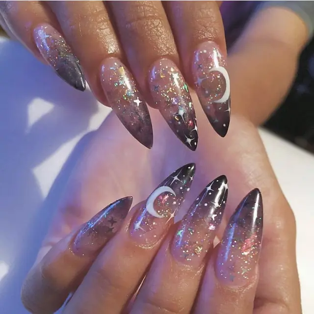 24pcs/Set Detachable Long Coffin Fake Nails European Rainbow Ballerina Full Nail Art Tips Colorful Beauty Artificial False Nails B1