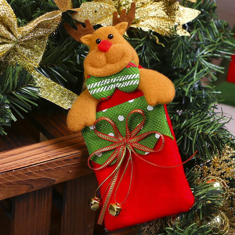 Cute Christmas Bag Santa Claus Bear Elk Snowman Small Christmas Gift Candy Bags Hanging Accessories Christmas Tree Docoration - Цвет: Многоцветный