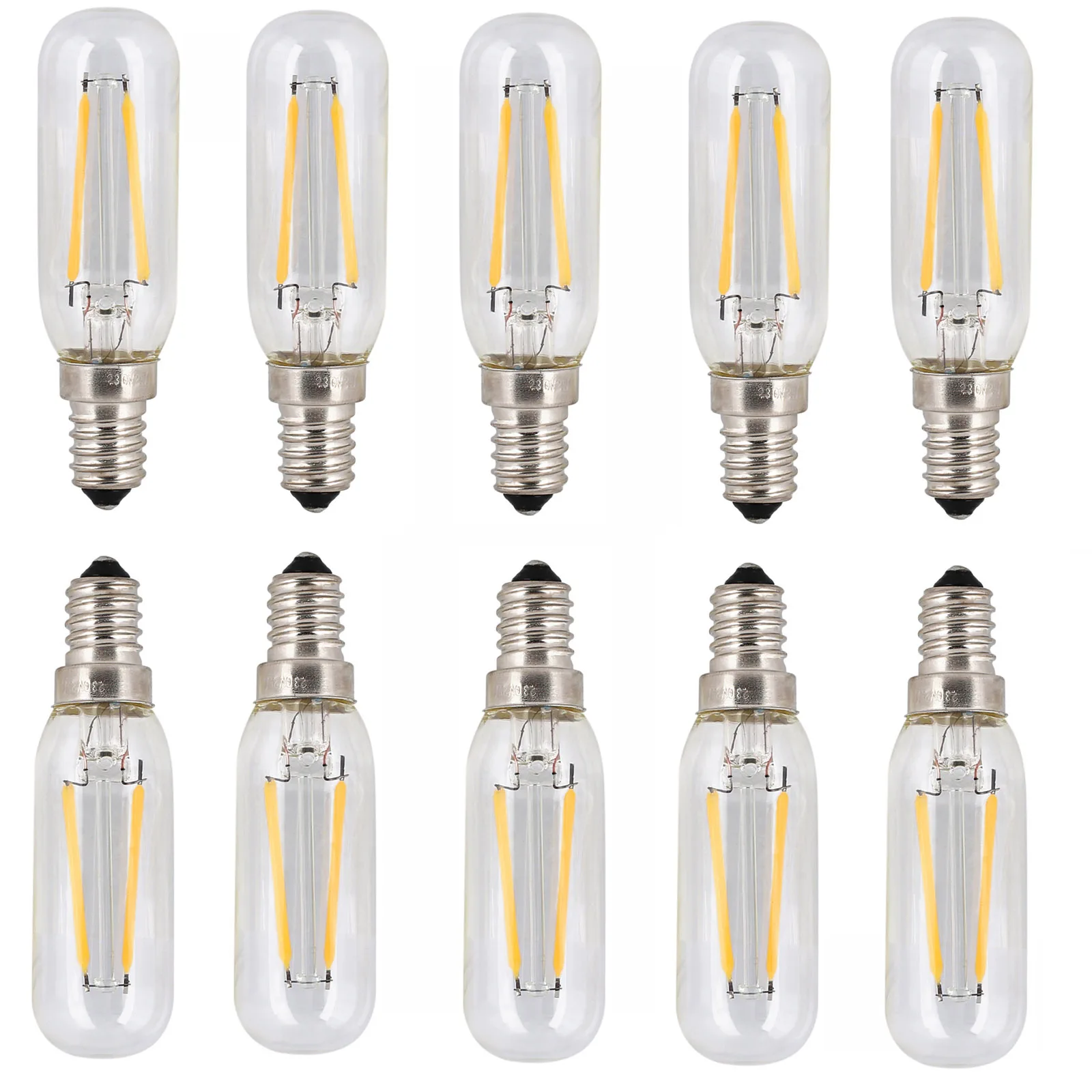 

10x 2W T25 Vintage Tubular LED Filament Bulb LED Light Bulbs SES Small Edison Screw E14 Warm White 2700K 20W Halogen Equivalent