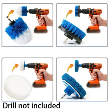 

4 Piece 4 Inch Disc Brush Scouring Pad Anti-bacterial Cleaning Scrub Electric Drill Brush Multi-Purpose Deep Cleaning Kit