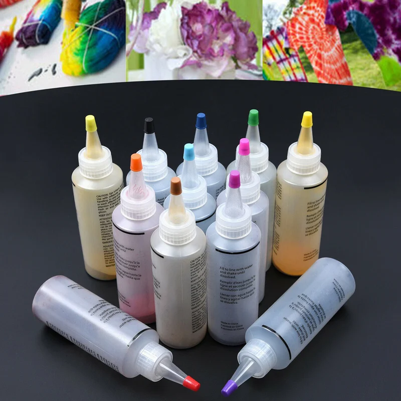 

New 12 Pcs Tie Dye Kit Non-toxic DIY Garment Graffiti Fabric Step Textile Coating SF66
