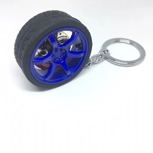 Wheel Hub Key Chain Zinc Alloy Tire Styling Car Key Ring Auto Modification Parts Keyring For BMW Audi Benz Volkswagen SEAT Ford Blue