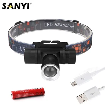 

Waterproof LED Headlamp XML T6 Zoomable Focus Headlight USB Rechargeable 18650 Head Flashlight Head Torch Bicycle Light