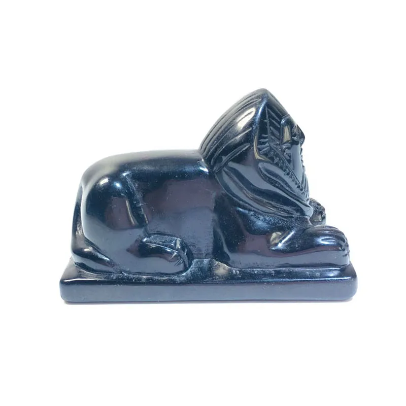 Natural Black Obsidian Sphinx Crystal Craft Statue - Reiki Stone Figurine for Home Decor and Quartz Art Healing - Guardian image 4