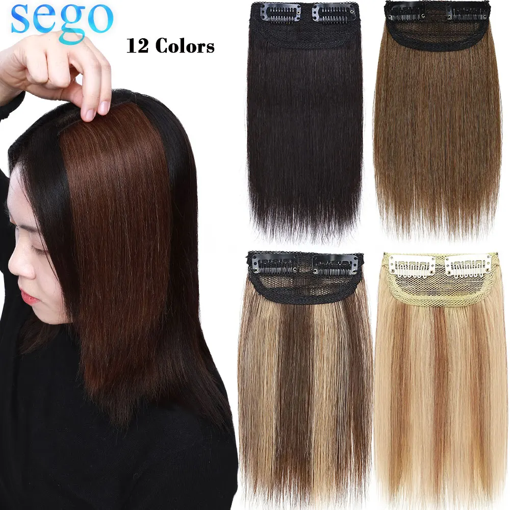 Wide-2 Clip-In-Hairpieces Topper Human-Hair Sego Hair-8g-17g Pad for Thicker 8cm Invisible