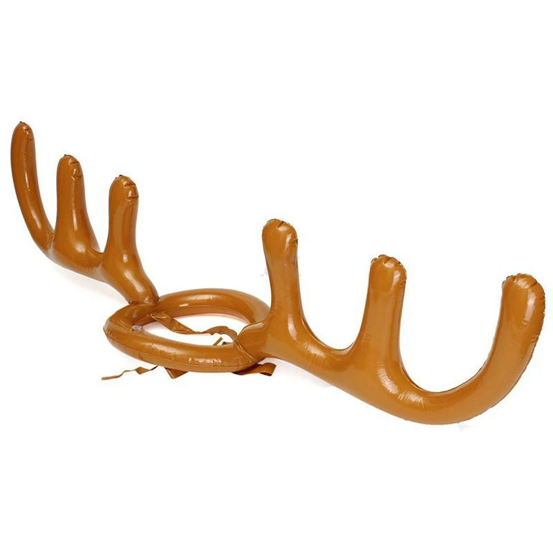 ПВХ надувной обруч с оленьими рогами Рождественский подарок кольцо с головой животного метание круг игрушка игра Забавный олень Рождественский Декор аксессуар
