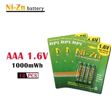 12 шт./партия 1,6 v aaa 1000 mwh аккумуляторная батарея nizn Ni-Zn AAA 1,5 v аккумуляторная батарея мощная, чем Ni-MH Ni-Cd батарея