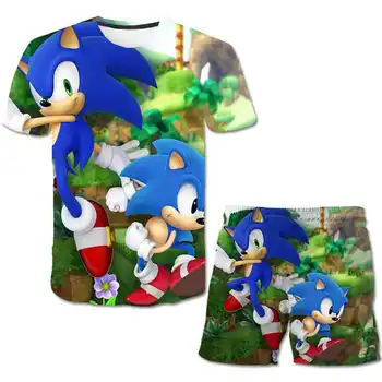 

2020 Sonic the Hedgehog Summer Clothing Boys Girls Children Boy Printing sonic Suits Style Fashion cartoon Clothes Set Tracksuit