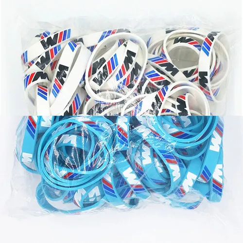 100 шт/м светящиеся M power силиконовые браслеты Bimmer Клубные фанаты голограмма спортивные резиновые браслеты для BMW все серии - Окраска металла: 50 white 50 blue