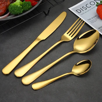 

Gold Salad Spoon Fork Knife 4PCS Salad Spoon Stainless Steel Cutlery Set Serving Spoon Set Colorful Unique Spoons Forks #8