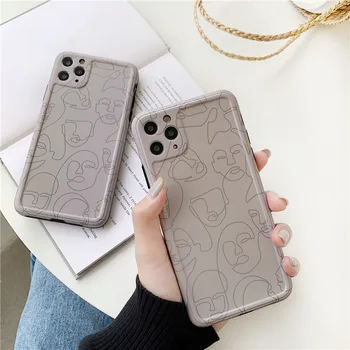 

Abstract Line art painting Phone Case For iphone 11 Pro Max 7 8 plus X XR XS Max SE 2 Back Cover Retro Pattern Soft Matte Cases