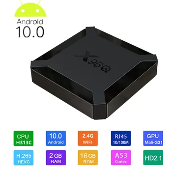 

Más X96 caja Android 10,0 Allwinner H313 Quad Core Dispositivo de Tv inteligente Android 10 2gb 16gb Wifi 4k de Netflix, Youtube