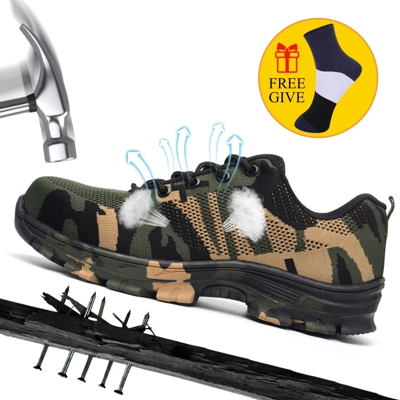 Price XZMDH Dropshipping Men And Women steel toe Safety Boots Outdoor Breathable Safety shoes For Men Puncture Proof Workers Sneakers