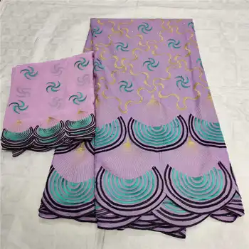 

High Quality Cotton Lace Fabric 2020 Latest Design African Swiss Voile Lace soft material For women Party Dress 5yard+2yard