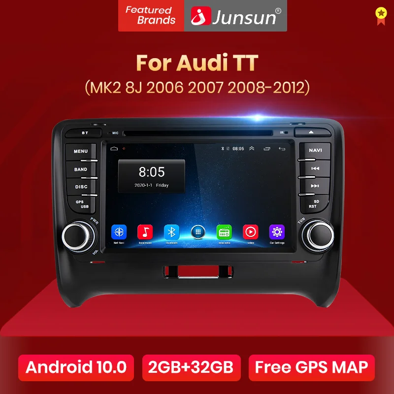 Автомагнитола Junsun мультимедийный видеоплеер на Android 10 0 DSP 2 din с GPS Wi Fi DVD для Audi TT MK2